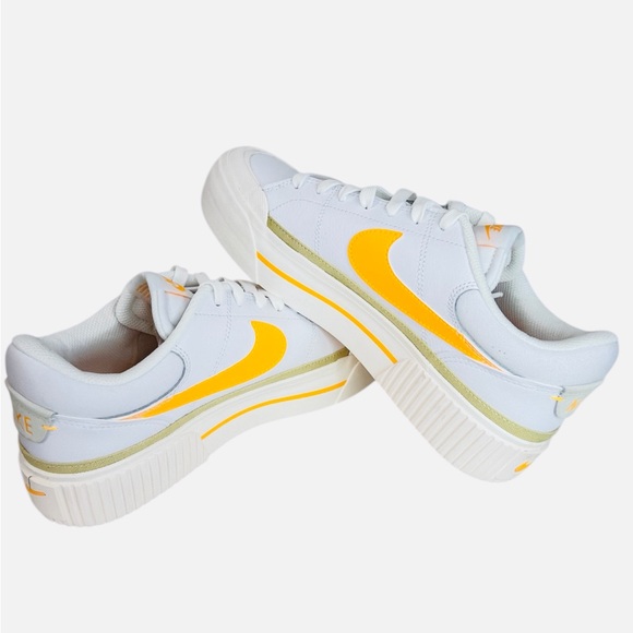 Nike Women's White & Yellow Platform Sneakers - Picture 10 of 13
